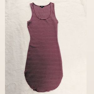 Burgundy Bodycon Dress with White Stripes